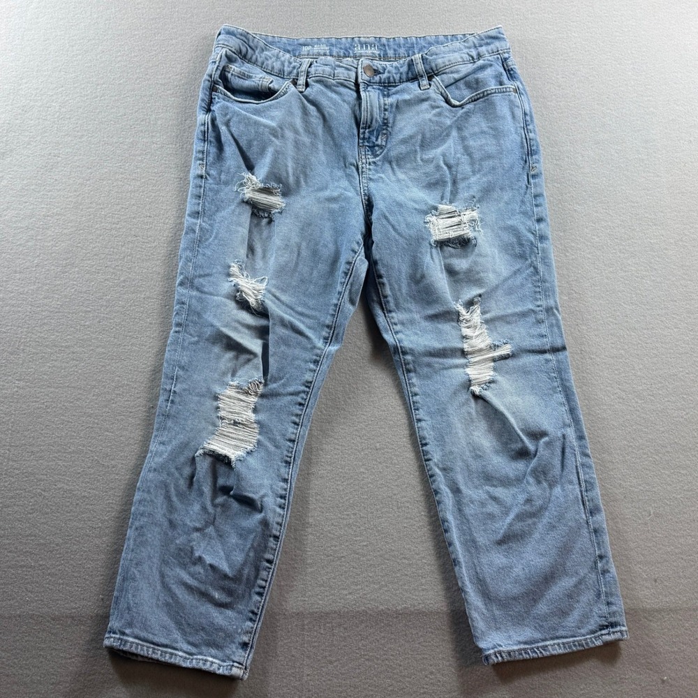 a.n.a Jeans Womens 10P Blue Mid Rise Boyfriend Distressed Denim 32x23